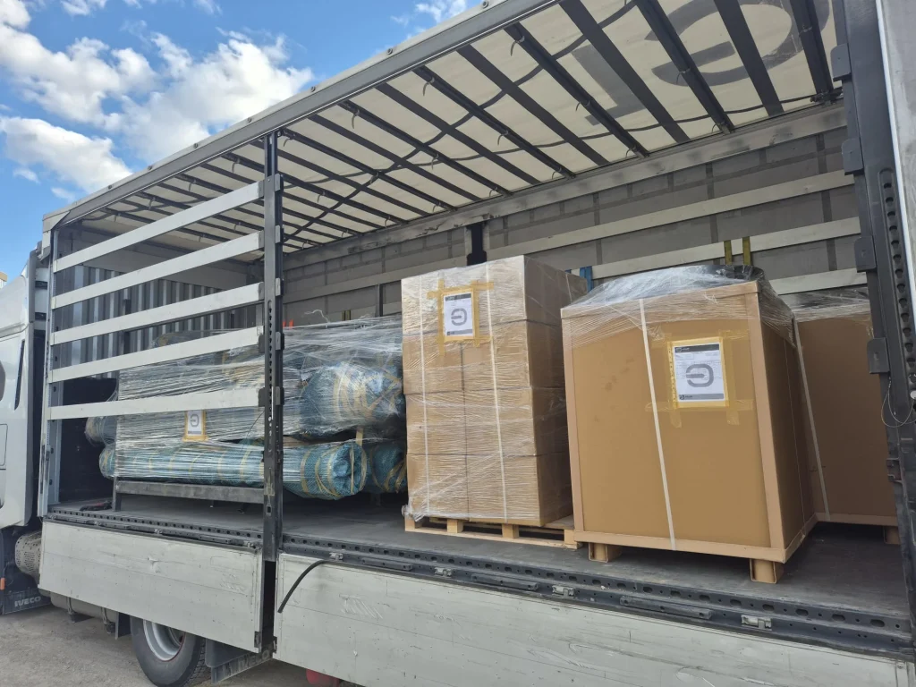 Screw conveyors prepared for shipment
