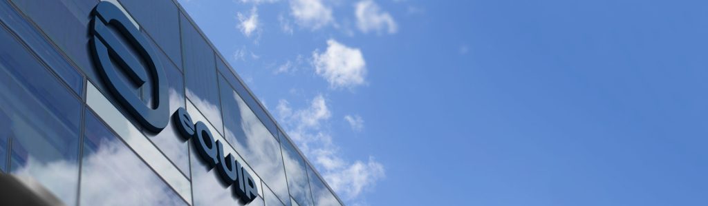 eQUIP logo on the building façade