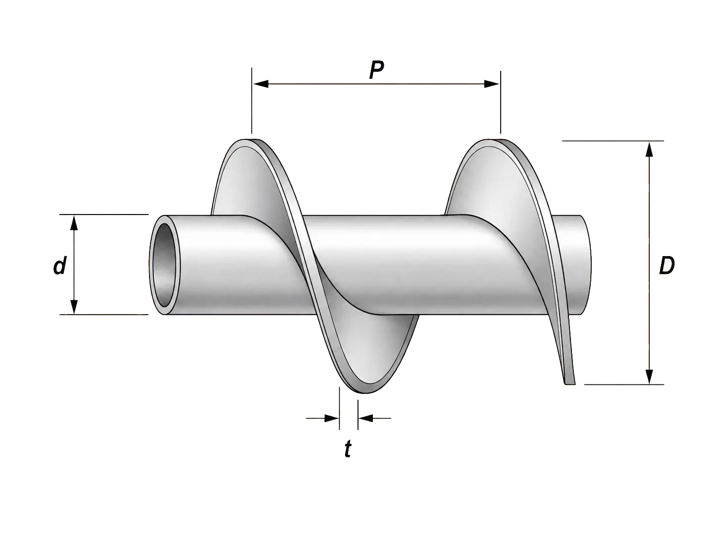 Sectional screw flight reference drawing